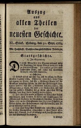 XL. Stück. Coburg, den 30. Sept. 1761.