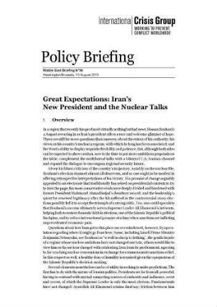 Great Expectations : Iran’s New President and the Nuclear Talks