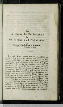 Der Untergang des Heidenthums in Palästina und Phönicien