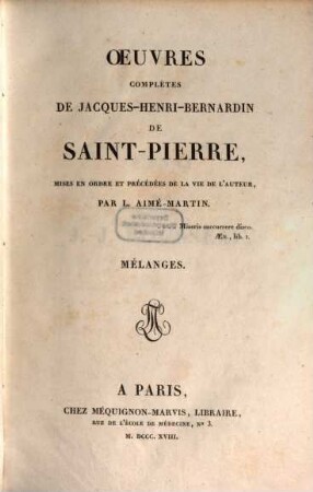 Oeuvres complètes de Jacques-Henri-Bernardin de Saint-Pierre. 12, Mélanges