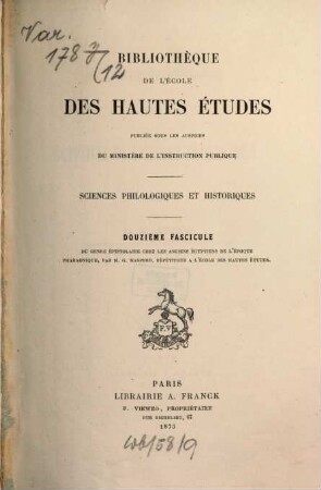 Du genre épistolaire chez les Égyptiens de l'époque pharaonique