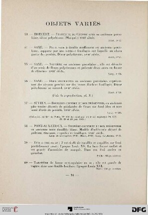 Objets variés (Nr. 53-81) mit Planche XVII-XX
