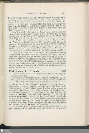 968. 1784, Januar 6. Wittenberg