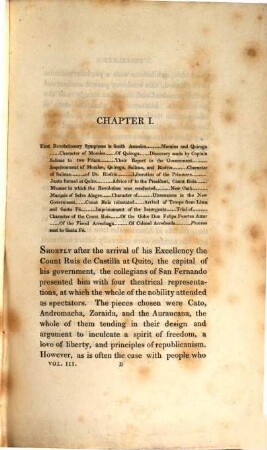 Historical and descriptive narrative of twenty years'residence in South America : Containing travels in Arauco, Chile, Peru, and Colombia, with an account of the revolution, its rise, prozess, and results. 3. (1829). - VII, 467 S. : 2 Ill.