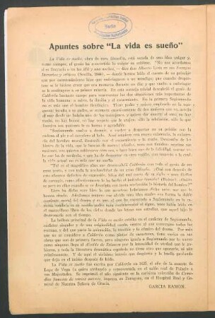 Apuntes sobre "La vida es sueño"