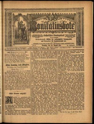 Erste Ausgabe vom Sonntag, den 20. August 1911.