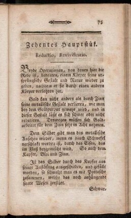 Zehentes Hauptstük. Reductio, Revivificatio.