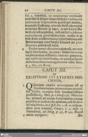 Caput XII. De Exceptione Citationis Deficientis