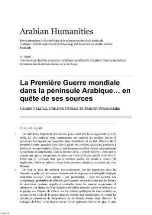 6: La Première Guerre mondiale dans la péninsule Arabique ... en quête de ses sources