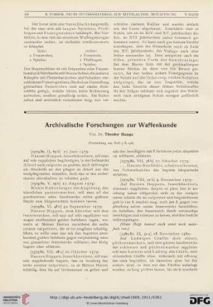 5: Archivalische Forschungen zur Waffenkunde, [9]