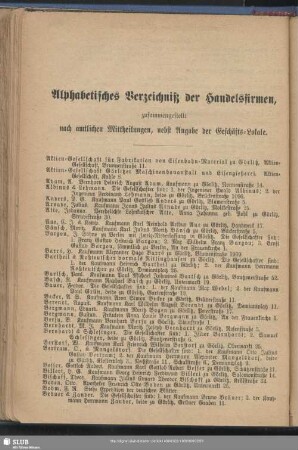 Handelsregister : Alphabetisches Verzeichniß der Handelsfirmen