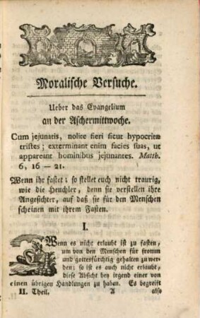 Nicols moralische Versuche, 2. ... Band. Welcher moralische Betrachtungen über die Episteln und Evangelien, von der Aschermittwoche bis zum Sonnabende der dritten Fastenwoche in sich hält