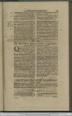 Tit. II. De Speciebus Jurisdictionis: Qualitate judicium: & judicio constituendo seu formando