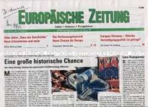 Wochenzeitung der Europäischen Union "Europäische Zeitung", u.a. zum Verfassungskonvent der EU