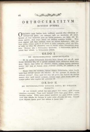 Orthoceratitum Divisio Summa. / Division Générale des Orthocératites.
