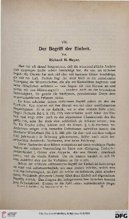 Der Begriff der Einheit