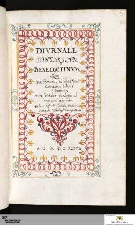 Gabriel Bucelin: Diurnale historicum Benedictinum