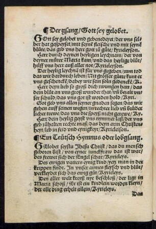 Der gesang/ Gott sey gelobet.