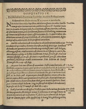 Disputatio IV. De Idololatria Romanae Ecclesiae, in cultu ...