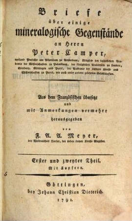 Briefe über einige mineralogische Gegenstände