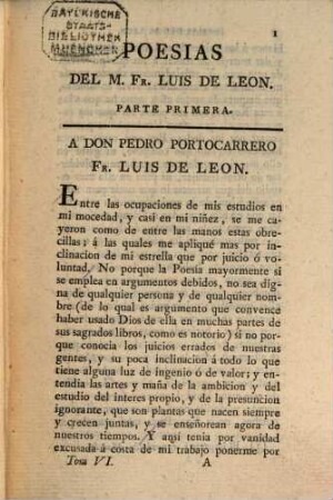 Obras del M. Fr. Luis de Leon, 6. Las poesias