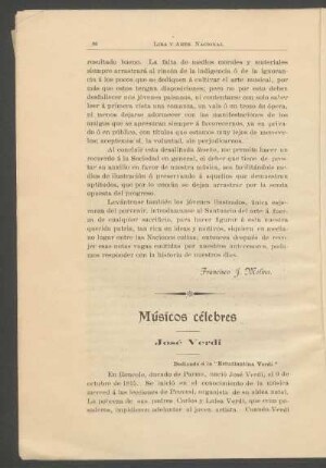 Músicos célebres: José Verdi : Dedicado á la "Estudiantina Verdi"