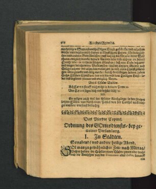 Das Vierdte Capitel. Ordnung des Gottesdiensts/ bey gemeiner Versammlung.