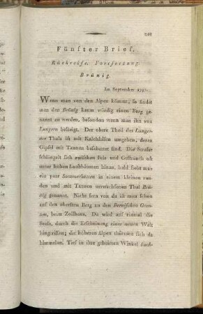 Fünfter Brief. Rückreise. Fortsetzung. Brünig.