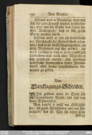 Von Dancksagungs-Schreiben.