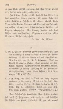 492-499 [Rezension] Schuster, Ignaz, Handbuch zur biblischen Geschichte
