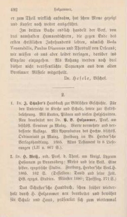492-499 [Rezension] Schuster, Ignaz, Handbuch zur biblischen Geschichte