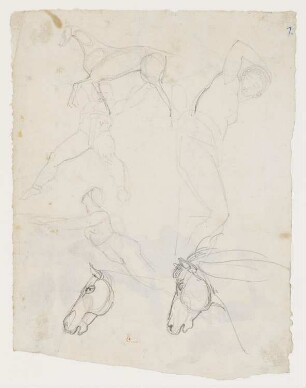 Weibliche Figuren, Pferdeköpfe und Pferdekörper