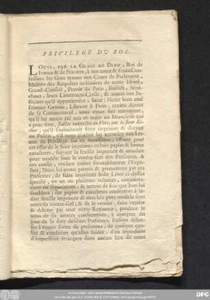 Privilege Du Roi.