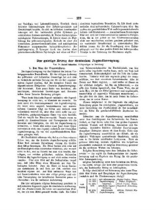 Der geistige Ertrag der deutschen Jugendbewegung