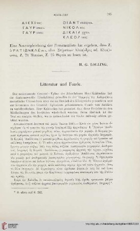 Litteratur und Funde