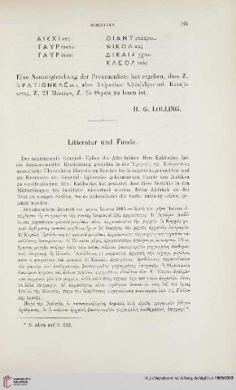 Litteratur und Funde