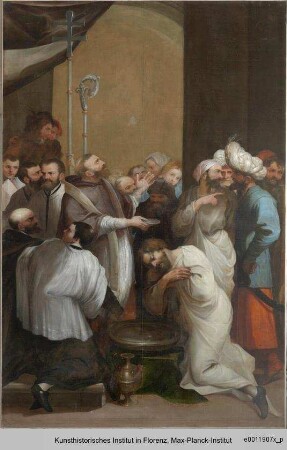 Der Heilige Ambrosius tauft den Heiligen Augustinus