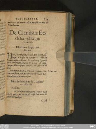 De Clavibus Ecclesiae vel Regni coelorum.