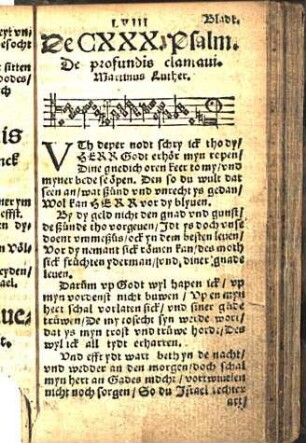 De CXXX. Psalm. De profundis clamaui. Martinus Luther