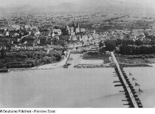 Breisach, Schiffbrücke, Ballonaufnahme, 1908?
