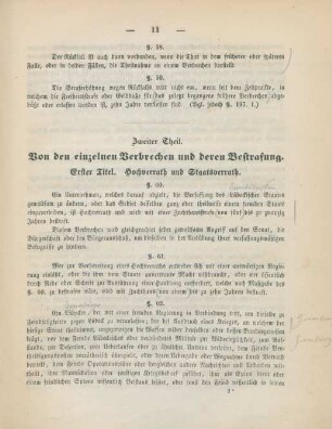 Zweiter Theil. Von den einzelnen Verbrechen und deren Bestrafung