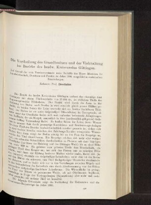 Die Vertheilung des Grundbesitzes und der Viehhaltung im Bezirke des landw. Kreisvereins Göttingen.