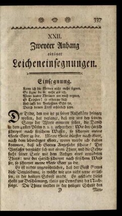 XXII. Zweyter Anhang einiger Leicheneinsegnungen.