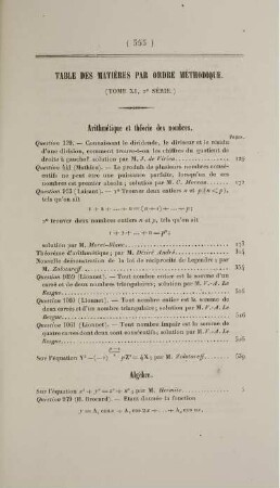 Table des matières par ordre méthodique.