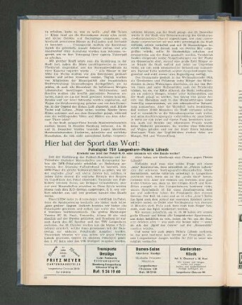 Hier hat der Sport das Wort: Pokalspiel TSV Langenhorn - Phönix Lübeck