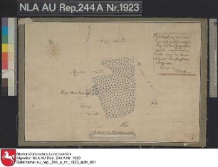 Lage der Ortschaft und des herrschaftlichen Forstes SCHOO Kolorierte Zeichnung von F. W. Magott Papier auf Leinen Format 48,9x33,2 M 1:3.590