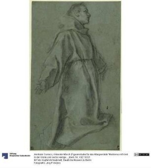 Kniender Mönch (Figurenstudie für das Altargemälde "Madonna mit Kind in der Glorie und sechs Heiligen" für die Kirche Santi Ludovico e Alessio in Bologna)