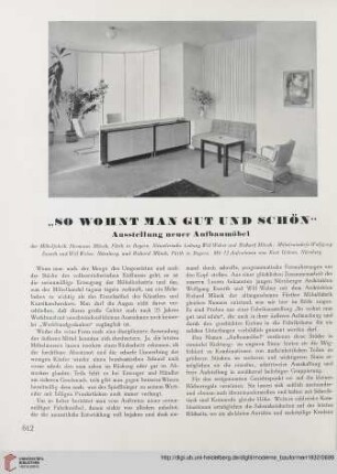 "So wohnt man gut und schön" : Ausstellung neuer Aufbaumöbel