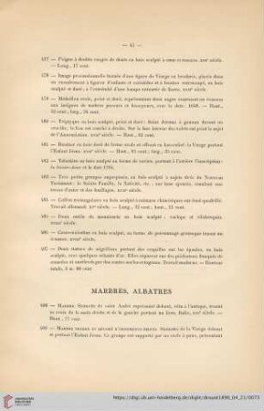Marbres, Albatres (Nr. 488 - 500)