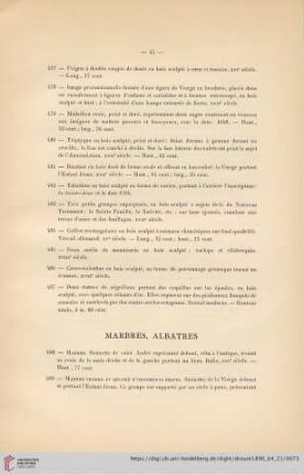 Marbres, Albatres (Nr. 488 - 500)